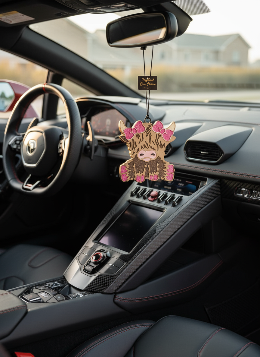 Highland Cow Freshie in Lamborghini